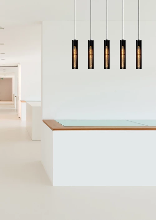 Lucide LIONEL - Lámpara colgante - 5xE27 - Negro - ambiente 2